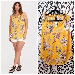 TORRID Plus Yellow Mustard Floral Shirt Blouse